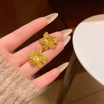 Золотые ретро-серьги-подсолнухи для женщин: Элегантный, высококачественный и простой. A2043 золотой