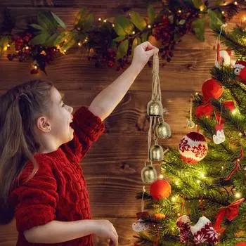 Золотые рождественские колокольчики, винтажные 4 колокольчика, деревенские подвесные коровьи колокольчики с веревкой, украшение для двери, сада и двора, золотые ведьмины колокольчики