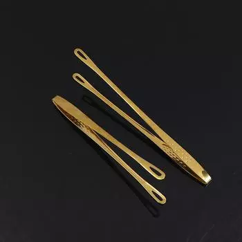 Золотые щипцы для еды из нержавеющей стали, нескользящие щипцы для барбекю с длинной ручкой, щипцы для стейка 28*1.5CM