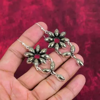 Золотые серьги Apache Pyrite, ювелирные изделия из стерлингового серебра 925 пробы, серьги с драгоценными камнями, подарок для нее, изящные ювелирные изделия ручной работы 3.03 Inches золотистый