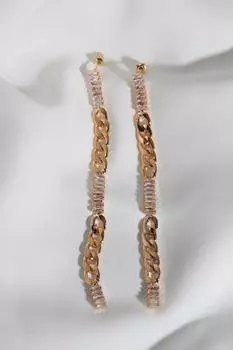 Золотые серьги для вечернего платья с подвесками на цепочке