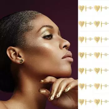 Золотые серьги-гвоздики с алфавитом любви 26, женские серьги с позолоченной отделкой