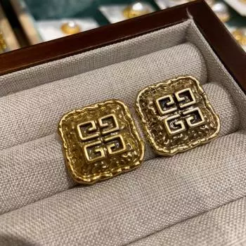Золотые серьги-гвоздики с текстурой в виде буквы «лава» квадратные латунные позолоченные старые серьги сохранение цвета ретро-ювелирные изделия