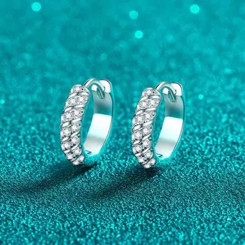 Золотые серьги из стерлингового серебра 925 пробы с покрытием Pt950, кольцо для ушей с камнем из моссана