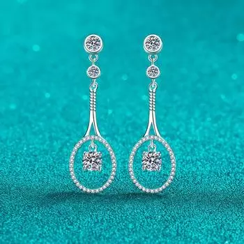 Золотые серьги из стерлингового серебра 925 пробы с покрытием Pt950, советские длинные серьги из моссанского камня