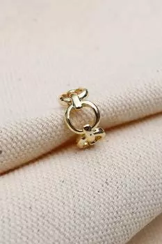 Золотые серьги-каффы из хряща с круглой цепочкой