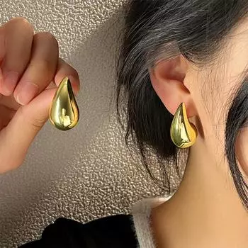 Золотые серьги-капли воды Нишевые серьги-гвоздики высокого класса Уникальные серьги-гвоздики с темпераментом