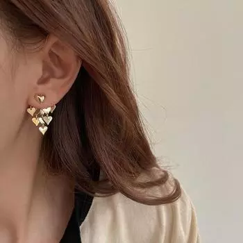Золотые серьги-кисточки в форме сердца - 2025 Осень/Зима Элитный Роскошный Стиль для Женщин