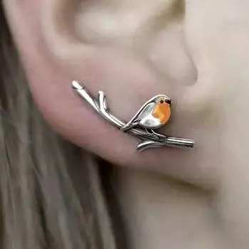 Золотые серьги-клипсы в виде летящей птицы для женщин, милые серьги-клипсы в виде животных в виде ласточек для вечеринок серебряный