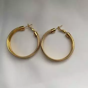 Золотые серьги литературный и ретро темперамент универсальный дизайн кольца веер полные серьги женщины