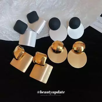 Золотые серьги с гальваническим покрытием и бриллиантами в форме геометрического круга — элегантный европейский и американский дизайн Rhombus золотой