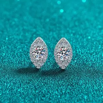 Золотые серьги с покрытием из стерлингового серебра 925 пробы Pt950, эллиптическая сумка, серьги из моссана, темпераментные серьги Super Flash A pair of 1 carat