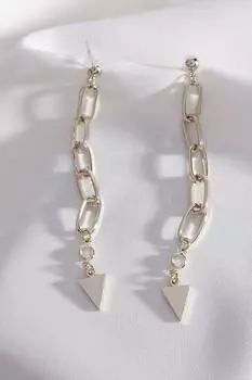 Золотые серьги с треугольной цепочкой и подвеской