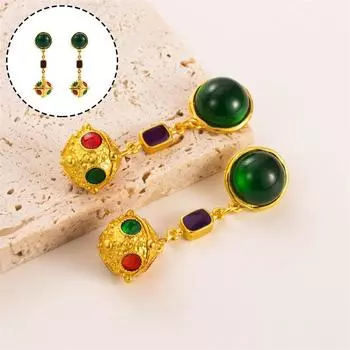 Золотые серьги, серьги с жемчугом, модные ретро-среднедревние сплавы со встроенными бриллиантами 7.5*3.5cm