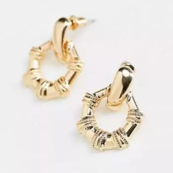 Золотые, серебряные цветные бамбуковые круглые серьги-капли для женщин, металлические винтажные женские серьги в стиле панк, модные аксессуары для ушей золотой