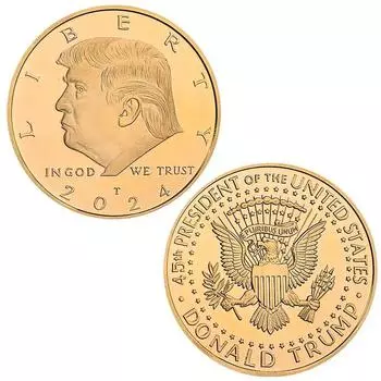 Золотые/серебряные памятные монеты ОРЕЛ президента США Дональда Трампа 2025 года. Монеты «Верни Америку вспять», сувенир «МЫ ВЕРИМ В БОГА» серебряный