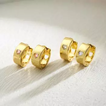 Золотые/серебряные серьги, инкрустированные розовым цирконом в форме сердца. Модные круглые серьги в форме чрезвычайно полого сердца. розовый/серебряный