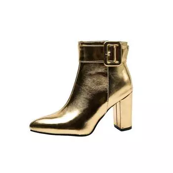 Золотые серебряные женские ботильоны на высоком каблуке, маленькие, большие размеры 32 46 34 золотой