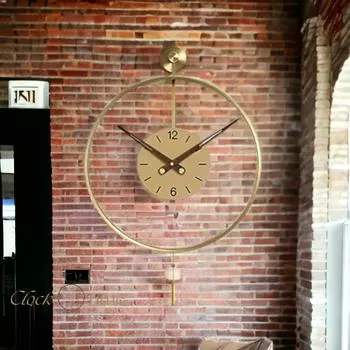 Золотые, современные декоративные металлические настенные часы с маятником, 60x80 см, премиум-класса