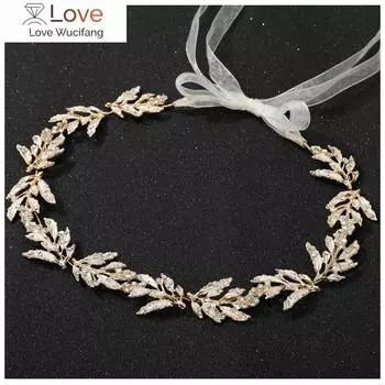 Золотые свадебные ободки ручной работы, тиары, ободки для волос с кристаллами и листьями, головные уборы, свадебные аксессуары для волос, украшения для головы золотой