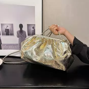 Золотые вечерние сумки-клатчи для женщин, свадебные, званые ужины, вечерние, сумка-облако через плечо, новые роскошные дизайнерские кошельки и сумки 27x18x11cm синий