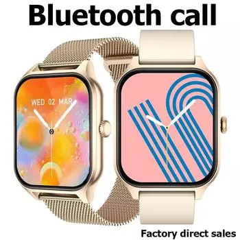 Золотые водонепроницаемые многофункциональные умные часы IP67 для женщин и мужчин с большим сенсорным экраном Bluetooth5.2, звонок, частота сердечных сокращений