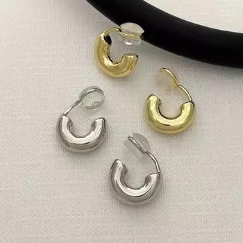 Золотые зажимы для ушей без пирсинга, женские новые простые серьги-клипсы с кольцом для ушей