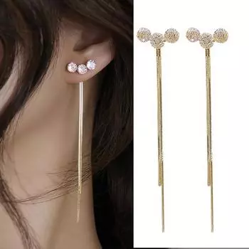 Золотые женские серьги с кисточками, ювелирные изделия, серьги для женщин с цветочным узором, модные подарки для девочек