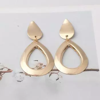 Золотые женские висячие серьги с каплями воды, металлические геометрические массивные серьги-капли для женщин, повседневные универсальные серьги золотой