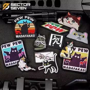 Зона 7, серия Cat, тактический боевой дух для любителей активного отдыха, повязка на руку, персонализированная нарукавная повязка, рюкзак, нашивка на липучке