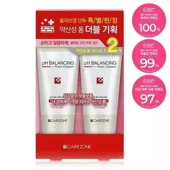 Зона ухода Слабокислотная пена Double Special (200мл+200мл), Корея очищение