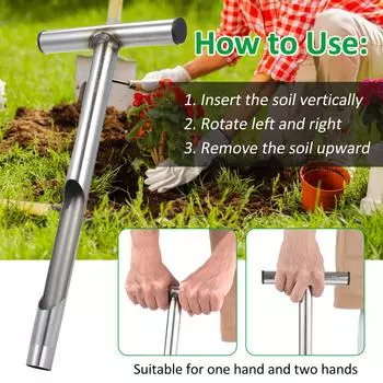 Зонд для отбора проб почвы из нержавеющей стали, зонд для быстрого осмотра, 12 дюймов/21 дюйм, инструмент для ухода за газоном в саду серебряный