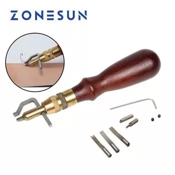 ZONESUN S Edge Beveler 5 в 1 Регулируемый инструмент для сшивания краев кожи Craft Groover Edge Stitching Groover Craft Leather groover золотой