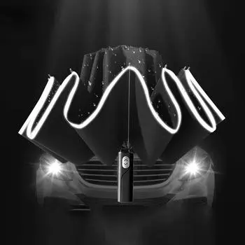 Зонт 10Ribs для мужчин и женщин, полностью автоматический, складной зонт с ветрозащитной светоотражающей полосой, УФ-зонты