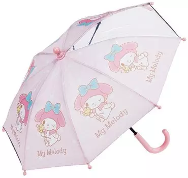 Зонт 35 см My Melody Для возраста Приблизительно Поставляется с прозрачным окошком для обеспечения видимости, чтобы не защемить пальцы 8 спиц