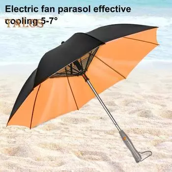 Зонт 3 в 1 с вентилятором Mister USB, заряжаемый от УФ-излучения, портативный водонепроницаемый ветрозащитный летний зонт от солнца и дождя чёрный