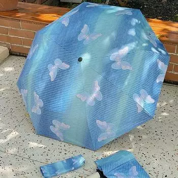 Зонт-автомат Dopamine Butterfly с градиентом голубого цвета, высококачественный зонт двойного назначения для дождя и солнца.