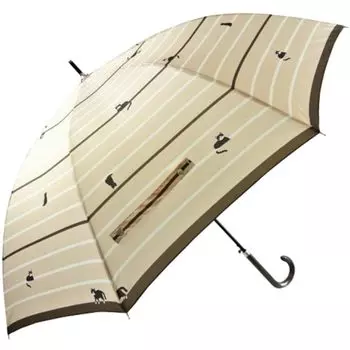 Зонт Basic Standard Long Leather Large Jump Fiberglass Cat Beige, женский, большой, стильный, ручка, размер, 65 см, One-Touch Umbrella, прочный,