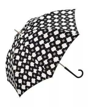 Зонт Camellia Black Long Zone 58 см для солнечных и дождливых дней с большим цветочным узором в скандинавском ретро-стиле из стекловолокна, прочный для поездок на работу