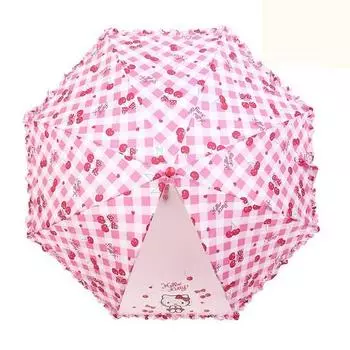 Зонт детский Sanrio Hello Kitty Cherry Длина 47 см Широкий прозрачный Автоматический Девушки, популярный персонаж в Корее