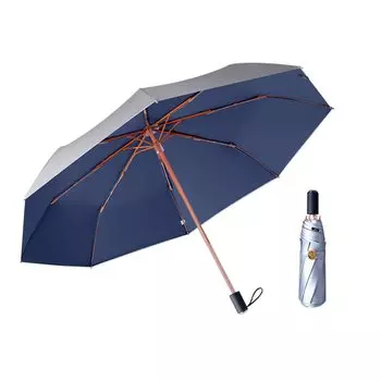 Зонт длинный с защитой от ультрафиолета, блокирующий свет, складной зонт с защитой от света и тепла, предотвращение теплового удара, компактный складной зонт с защитой от ультрафиолета темно-синий
