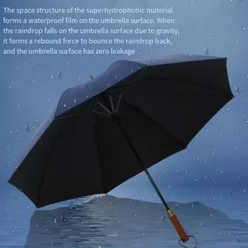 Зонт для гольфа, зонт для джентльмена, очень большой, с автоматической деревянной ручкой