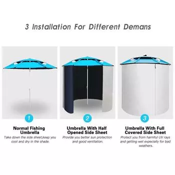 Зонт для рыбалки с застегивающейся боковой частью, двухслойный солнцезащитный козырек, навес от солнца для зонта зелёный
