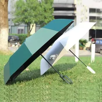 Зонт для солнца и дождя, ветрозащитный, прочный, автоматический, складной, с большой пряжкой, ручкой, двойной косточкой, ветро- и водостойкий темно-зеленого