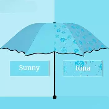 Зонт Flowering in Water для женщин, утолщенный, черный, клеевой, складной, с защитой от УФ-излучения, от солнца и дождя, с ручным механизмом для создания солнцезащитного козырька