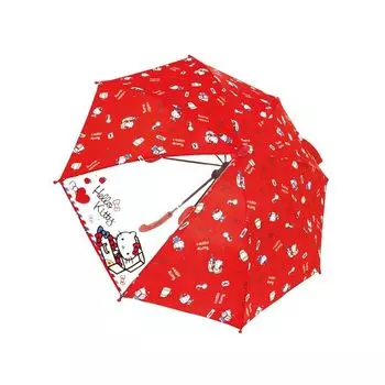 Зонт Hello Kitty 45 см с прозрачным окном, открывающийся вручную, Sanrio Cute