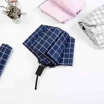 Зонт INS в британском стиле с черной решеткой, с защитой от дождя и УФ-излучения, складной зонт для женщин и мужчин, ветрозащитные индивидуальные зонты розовый