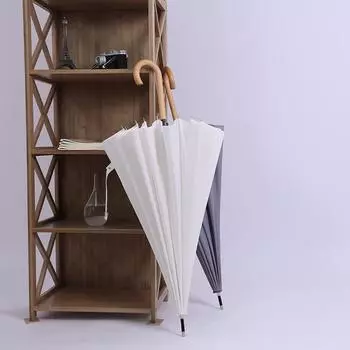 Зонт из 16 прямых прутьев с ручкой из цельного дерева с надписью на длинной ручке с принтом дождя и принтом плюс зонт с принтом 23 inch 16K solid wood curved handle