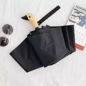 Зонт мужской милый утиный голова деревянная ручка 3 складной ветрозащитный черный покрытие УФ-защита женский дождевик автоматические зонты