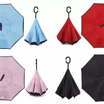 Зонт обратный двойной зонт с длинной ручкой для автомобиля большой двойной зонт от дождя и солнца